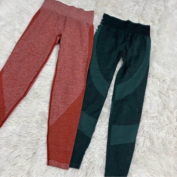Victoria’s Secret PINK Seamless leggings size S 2 pairs - orange and green - Picture 9 of 11